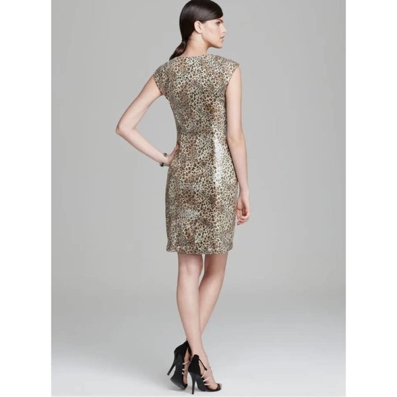 NWT Sue Wong Nocturne Leopard Sequin Pencil Mini Dress Size 6 - Picture 2 of 4